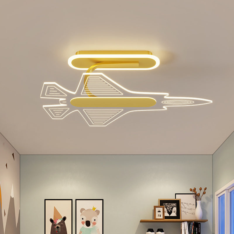 Acrylic Airplane LED Ceiling Light Cartoon LED Semi Flush Light Fixture for Child Room