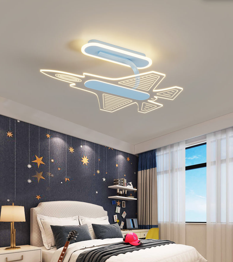 Acryl -vliegtuig LED -plafondlicht Cartoon LED Semi Flush Light armatuur voor kinderkamer