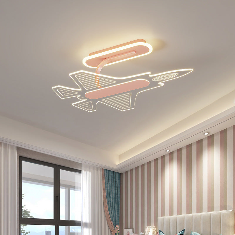 Acryl -vliegtuig LED -plafondlicht Cartoon LED Semi Flush Light armatuur voor kinderkamer