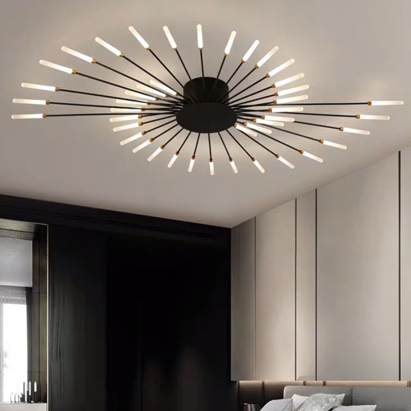 Creative Nordic Flush Mount Light LED Firework Semi Flush Plafond Light avec une teinte acrylique