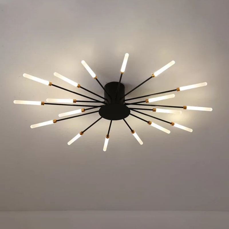 Creative Nordic Flush Mount Light LED Firework Semi Flush Plafond Light avec une teinte acrylique