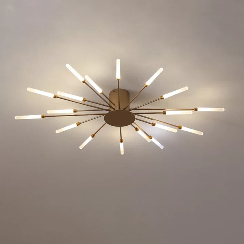 Creative Nordic Flush Mount Light LED Firework Semi Flush Plafond Light avec une teinte acrylique