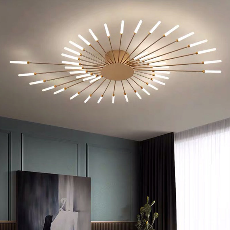 Creative Nordic Flush Mount Light LED Firework Semi Flush Plafond Light avec une teinte acrylique