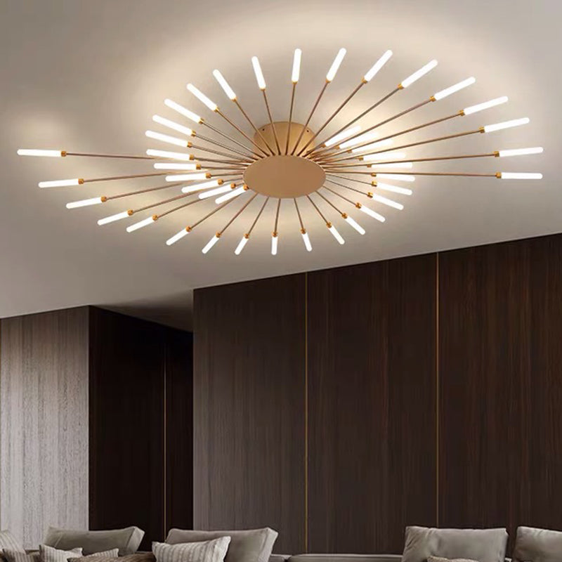 Creative Nordic Flush Mount Light LED Firework Semi Flush Plafond Light avec une teinte acrylique