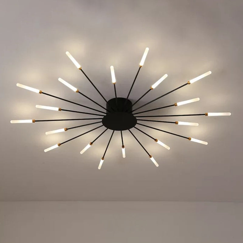 Creative Nordic Flush Mount Light LED Firework Semi Flush Plafond Light avec une teinte acrylique