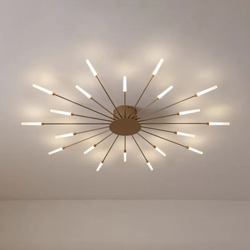 Creative Nordic Flush Mount Light LED Firework Semi Flush Plafond Light avec une teinte acrylique