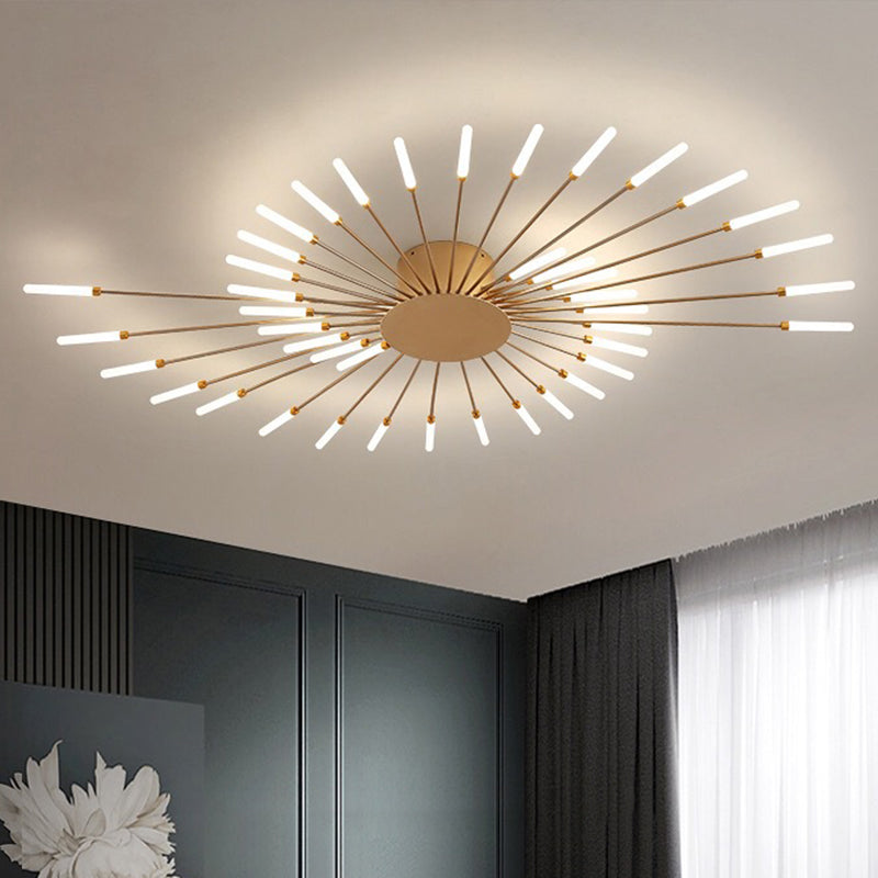 Creative Nordic Flush Mount Light LED Firework Semi Flush Plafond Light avec une teinte acrylique