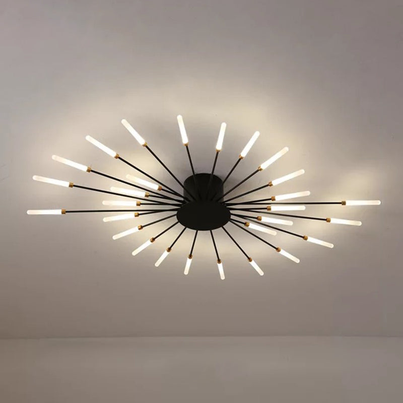 Creative Nordic Flush Mount Light LED Firework Semi Flush Plafond Light avec une teinte acrylique