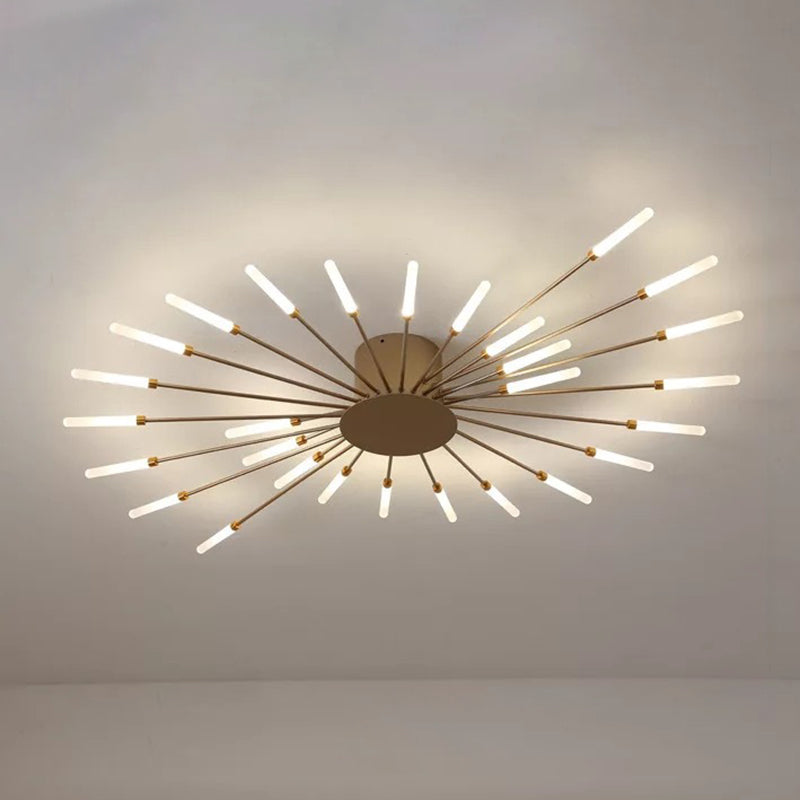 Creative Nordic Flush Mount Light LED Firework Semi Flush Plafond Light avec une teinte acrylique