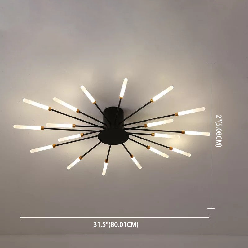 Creative Nordic Flush Mount Light LED Firework Semi Flush Ceiling Light with Acrylic Shade