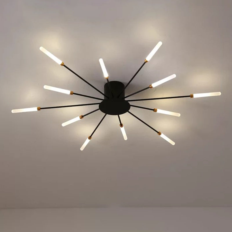 Creative Nordic Flush Mount Light LED Firework Semi Flush Plafond Light avec une teinte acrylique