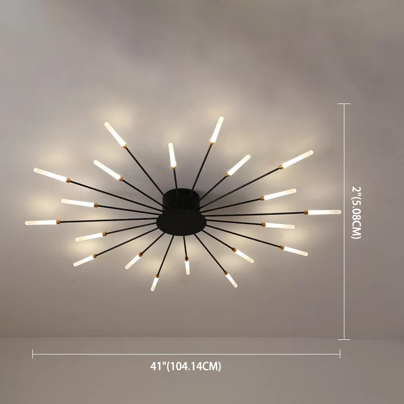 Kreatives nordisches Flush Mount Led LED Firework Semi Flush Deckenleuchte mit Acrylschatten