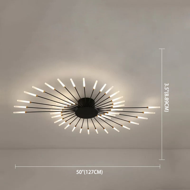 Creative Nordic Flush Mount Light LED Firework Semi Flush Plafond Light avec une teinte acrylique