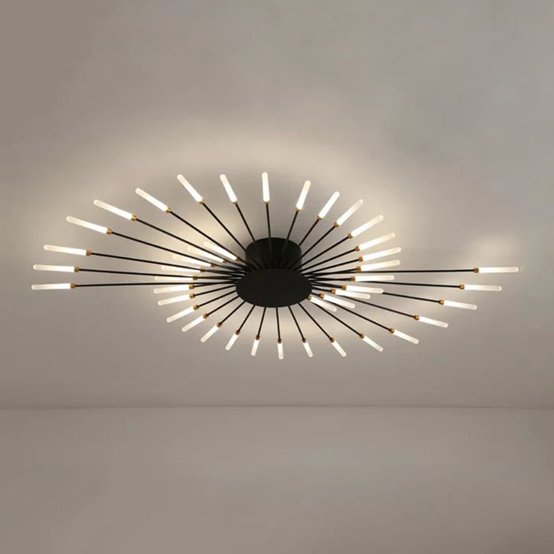 Creative Nordic Flush Mount Light LED Firework Semi Flush Plafond Light avec une teinte acrylique