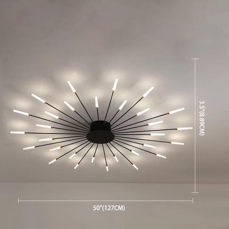 Creative Nordic Flush Mount Light LED Firework Semi Flush Plafond Light avec une teinte acrylique