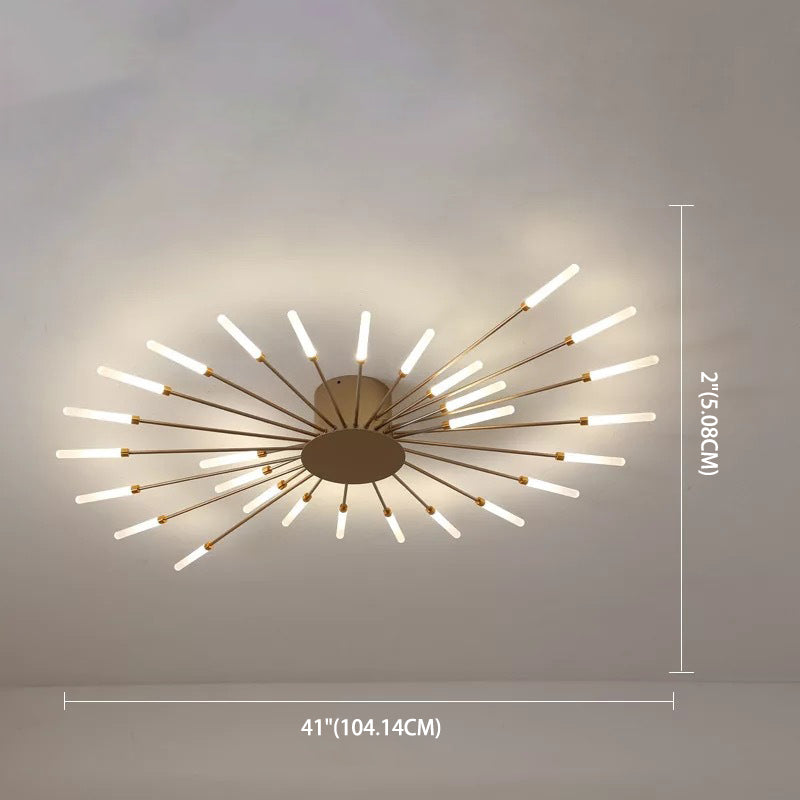 Creative Nordic Flush Mount Light LED Firework Semi Flush Plafond Light avec une teinte acrylique