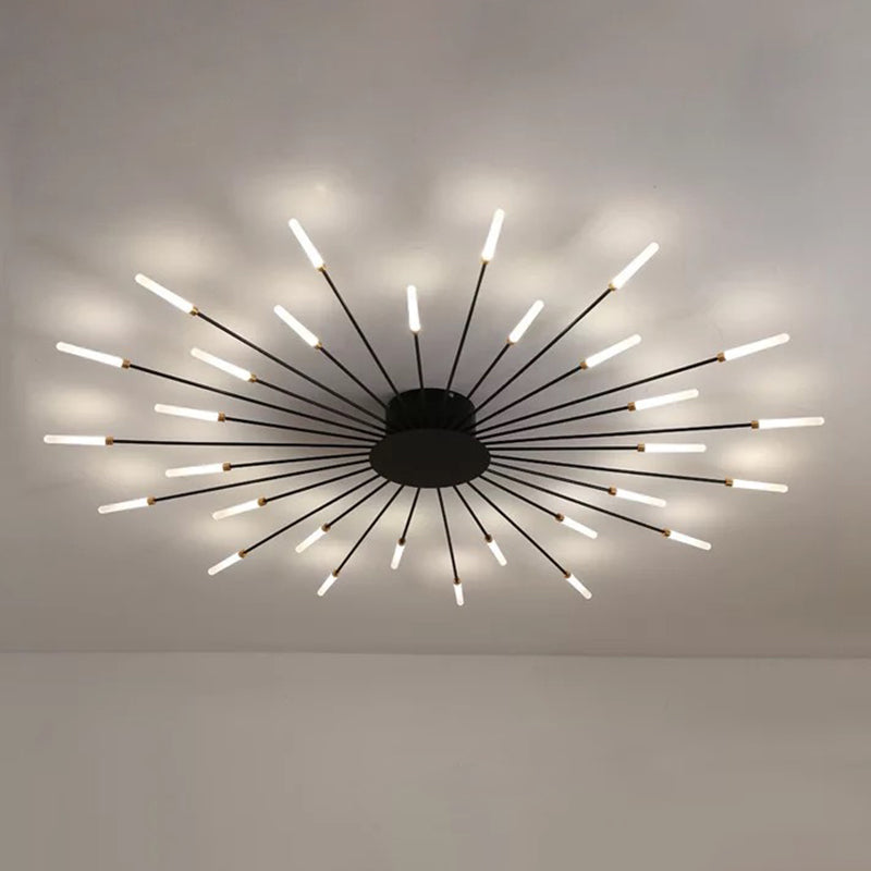 Creative Nordic Flush Mount Light LED Firework Semi Flush Plafond Light avec une teinte acrylique