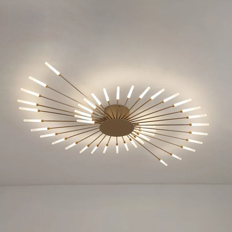 Creative Nordic Flush Mount Light LED Firework Semi Flush Plafond Light avec une teinte acrylique