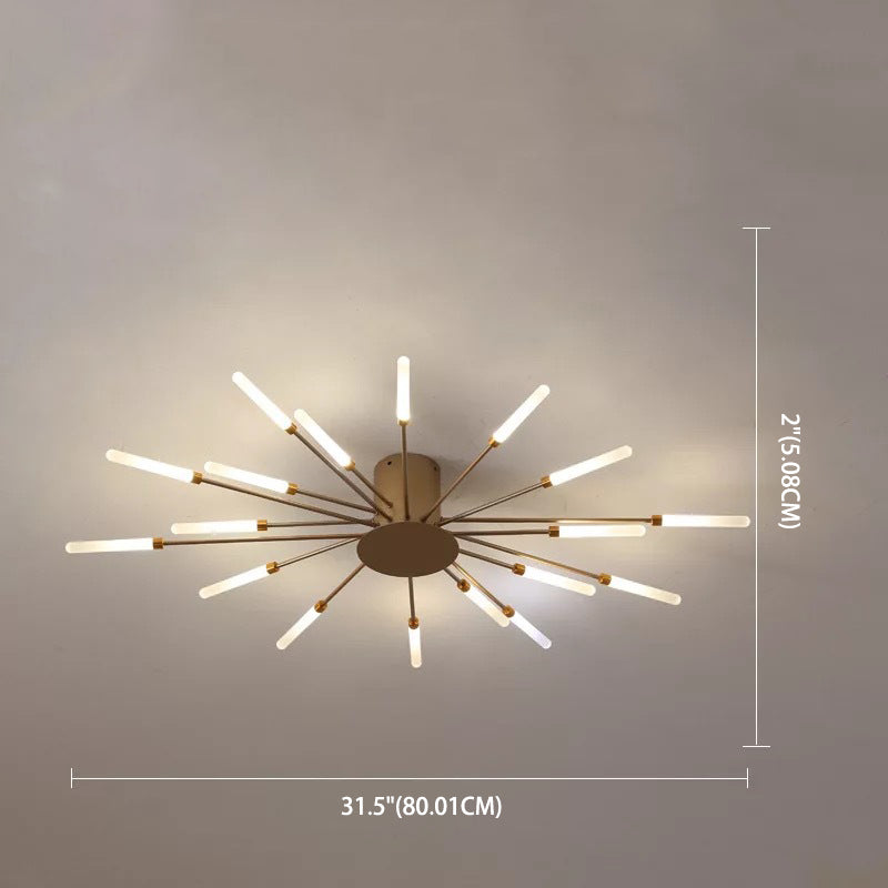 Creative Nordic Flush Mount Light LED Firework Semi Flush Plafond Light avec une teinte acrylique