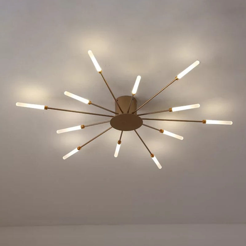 Creative Nordic Flush Mount Light LED Firework Semi Flush Ceiling Light with Acrylic Shade