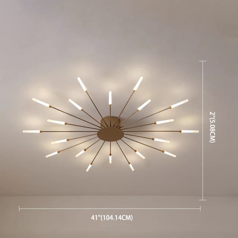 Creative Nordic Flush Mount Light LED Firework Semi Flush Plafond Light avec une teinte acrylique