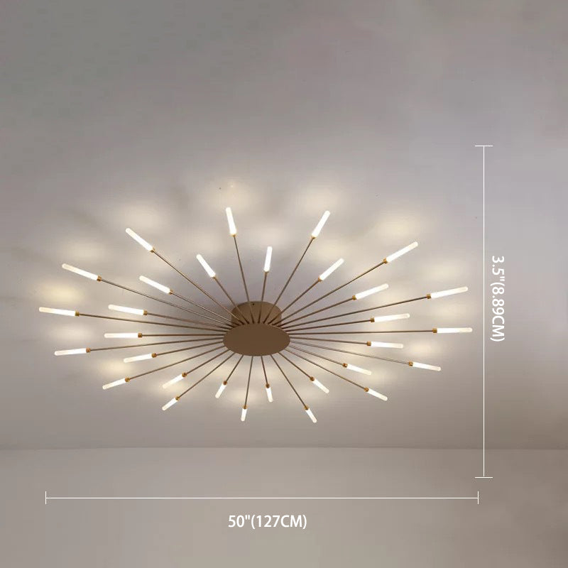 Creative Nordic Flush Mount Light LED Firework Semi Flush Plafond Light avec une teinte acrylique