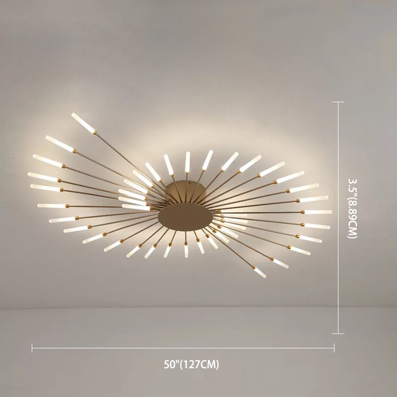 Creative Nordic Flush Mount Light LED Firework Semi Flush Plafond Light avec une teinte acrylique