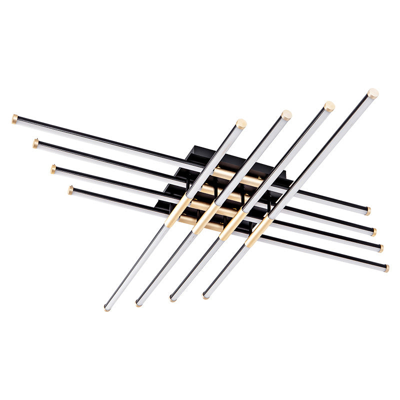 Black-gouden sticks spoel licht minimalistisch led metaal semi-spoelplafondlamp voor slaapkamer