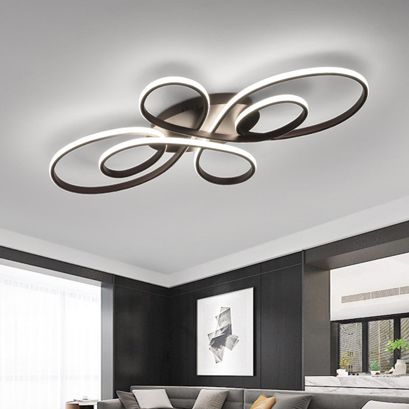 Ribbon Shaped Flush Mounted Light Simplicist Metal LED Semi Flush Mount Ceiling Light