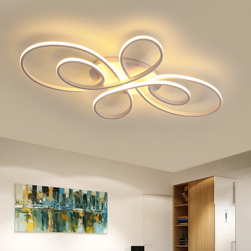 Ribbon Shaped Flush Mounted Light Simplicist Metal LED Semi Flush Mount Ceiling Light