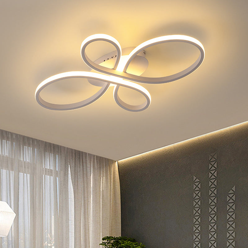 Ribbon Shaped Flush Mounted Light Simplicist Metal LED Semi Flush Mount Ceiling Light