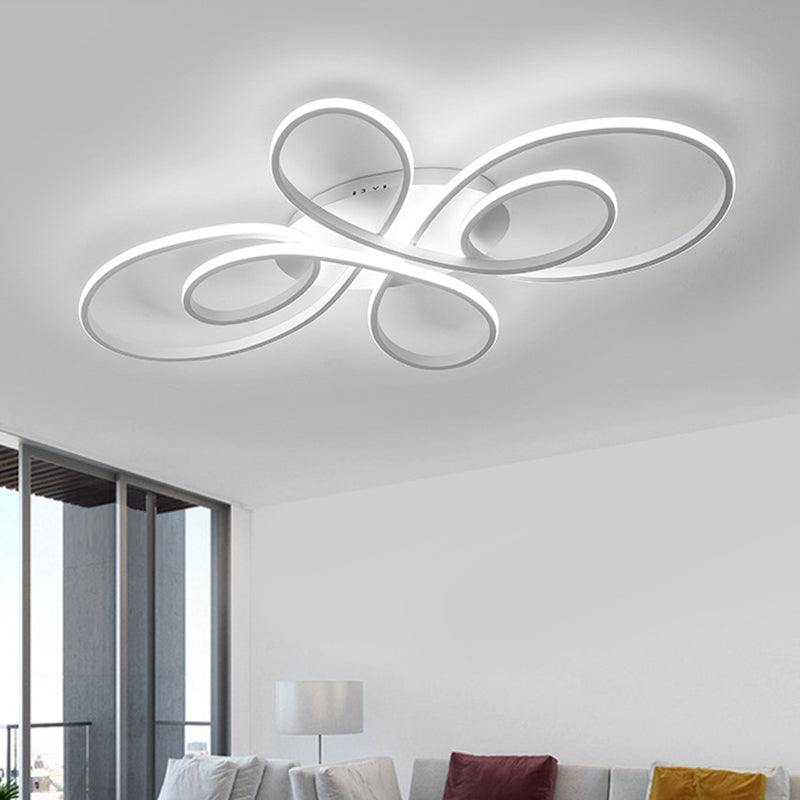 Ribbon Shaped Flush Mounted Light Simplicist Metal LED Semi Flush Mount Ceiling Light