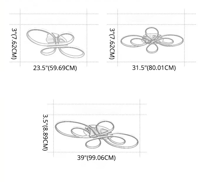 Luz montado en forma de cinta Simplicist Metal LED Semi Flush Techo de techo de montaje