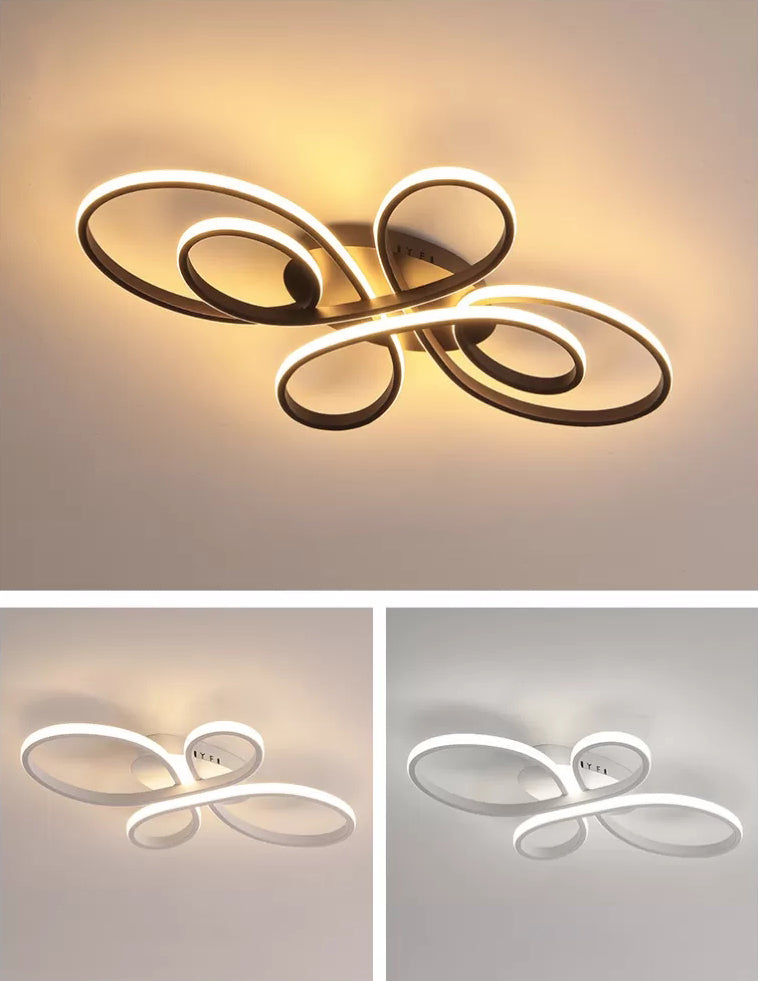 Ribbon Shaped Flush Mounted Light Simplicist Metal LED Semi Flush Mount Ceiling Light