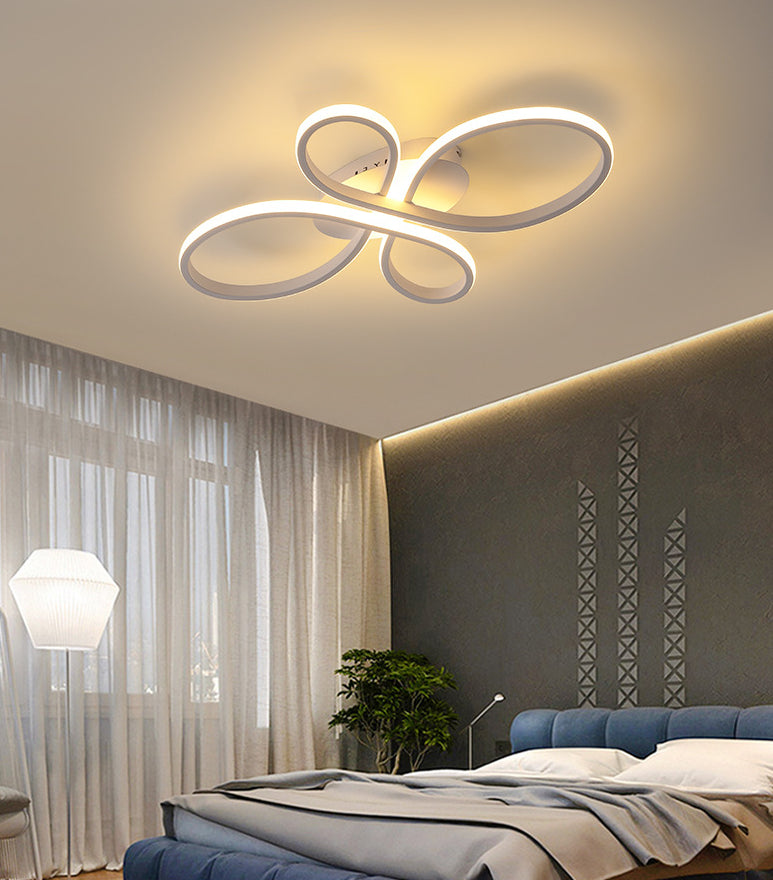 Ribbon Shaped Flush Mounted Light Simplicist Metal LED Semi Flush Mount Ceiling Light