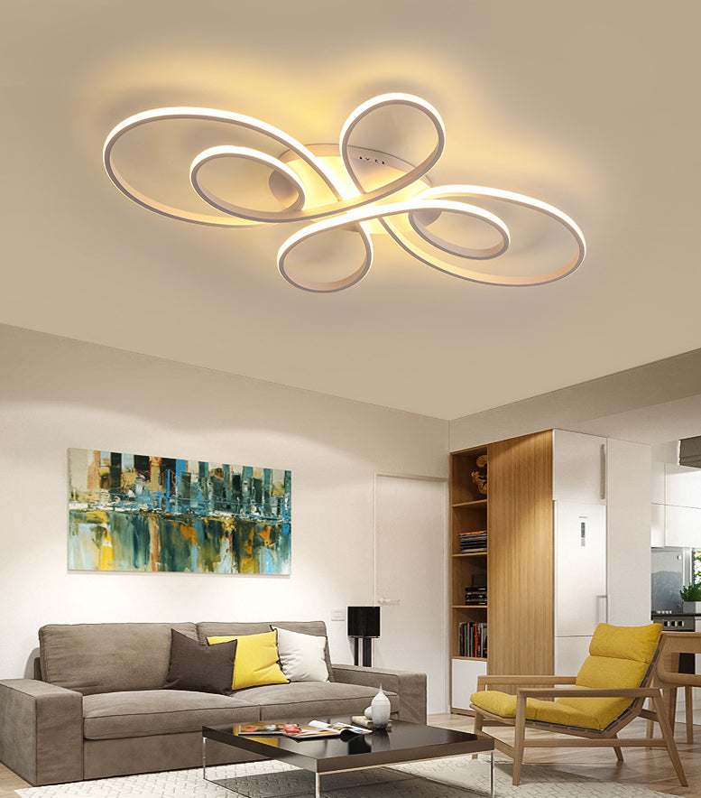 Ribbon Shaped Flush Mounted Light Simplicist Metal LED Semi Flush Mount Ceiling Light