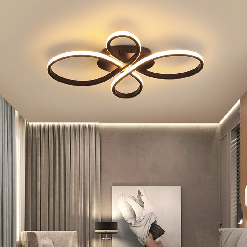 Ribbon Shaped Flush Mounted Light Simplicist Metal LED Semi Flush Mount Ceiling Light