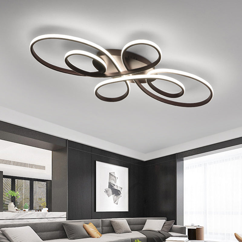 Ribbon Shaped Flush Mounted Light Simplicist Metal LED Semi Flush Mount Ceiling Light