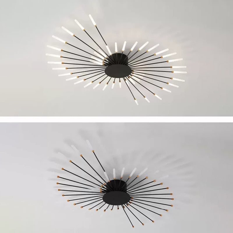 Creative Nordic Flush Mount Light LED Firework Semi Flush Ceiling Light with Acrylic Shade