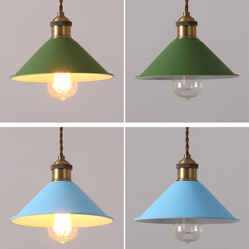 Cone Pendant Light Fixture Macaron Iron Hanging Pendant Lights for Restaurant