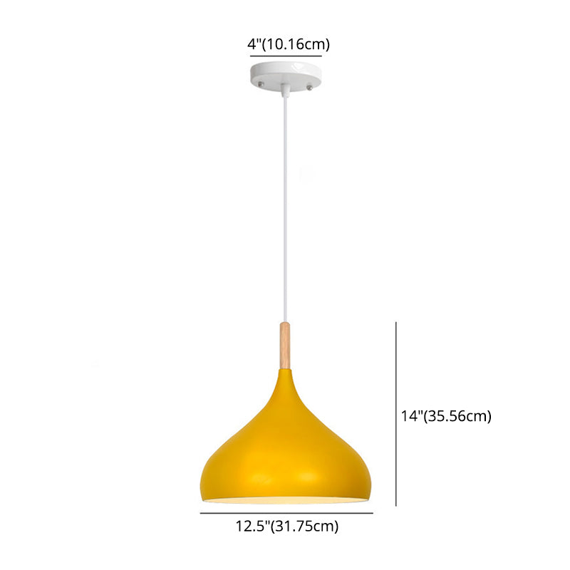 1 Light Teardrop Hanging Ceiling Light Nordic Aluminum Hanging Light for Restaurant