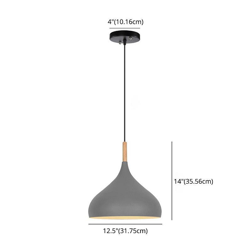 1 Light Teardrop Hanging Ceiling Light Nordic Aluminum Hanging Light for Restaurant