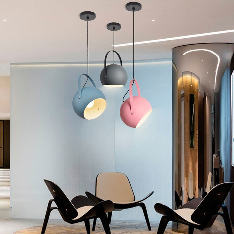 1 Light Ball Hanging Lights Nordic Style Iron Ceiling Fixture with Hanging Cord for Restaurant