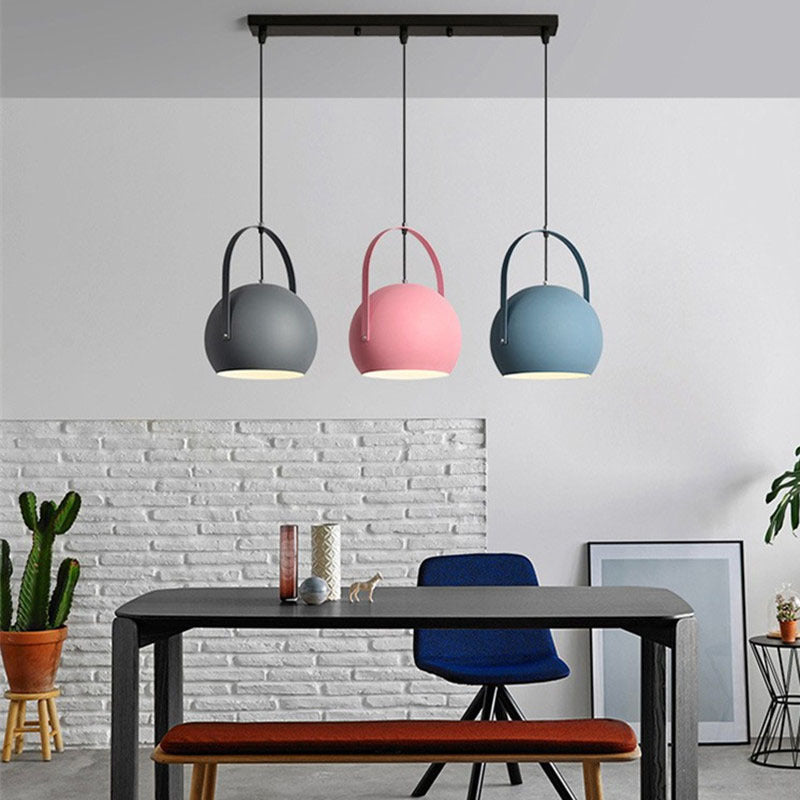 1 Light Ball Hanging Lights Nordic Style Iron Ceiling Fixture with Hanging Cord for Restaurant