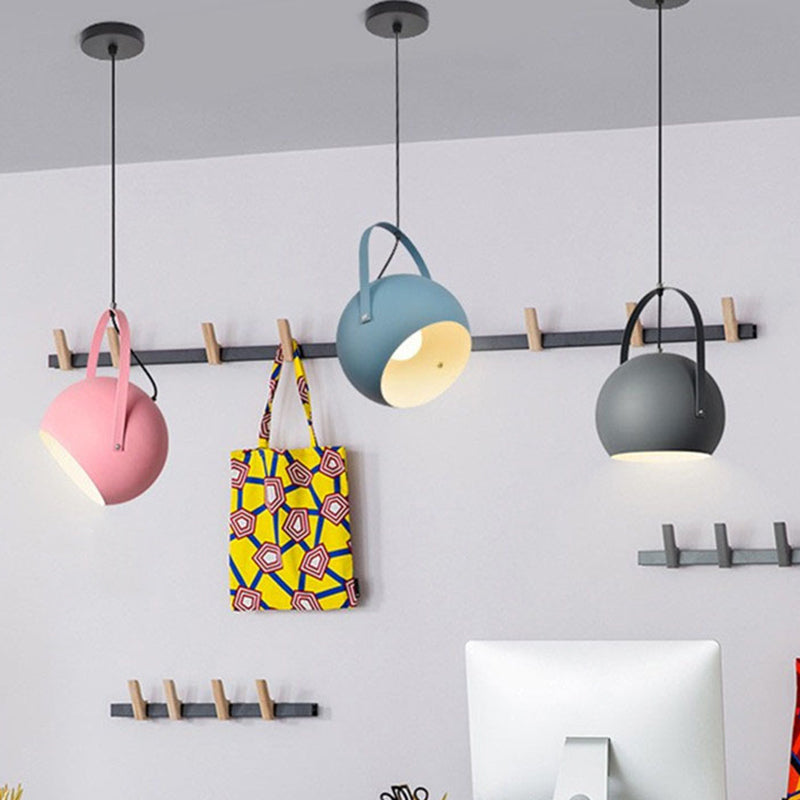 1 Light Ball Hanging Lights Nordic Style Iron Ceiling Fixture with Hanging Cord for Restaurant