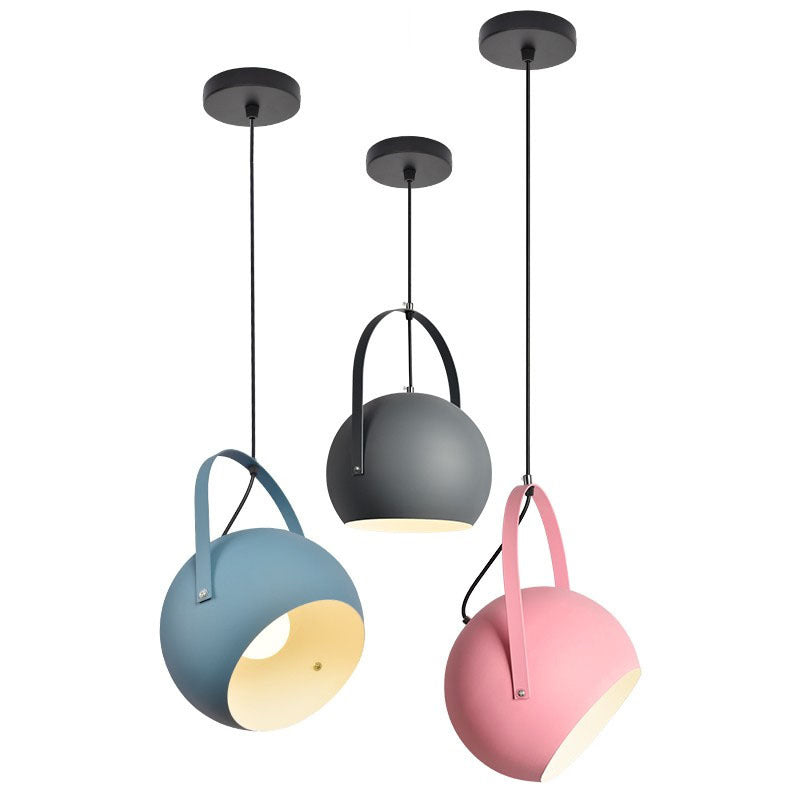 1 Light Ball Hanging Lights Nordic Style Iron Ceiling Fixture with Hanging Cord for Restaurant