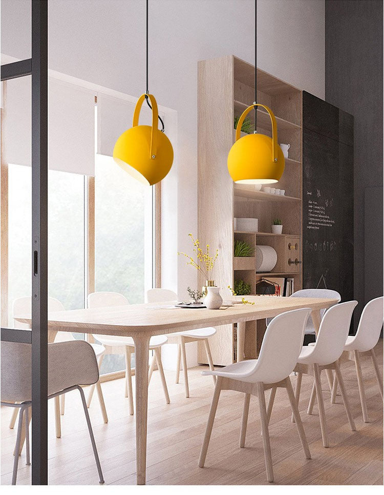 1 Light Ball Hanging Lights Nordic Style Iron Ceiling Fixture with Hanging Cord for Restaurant