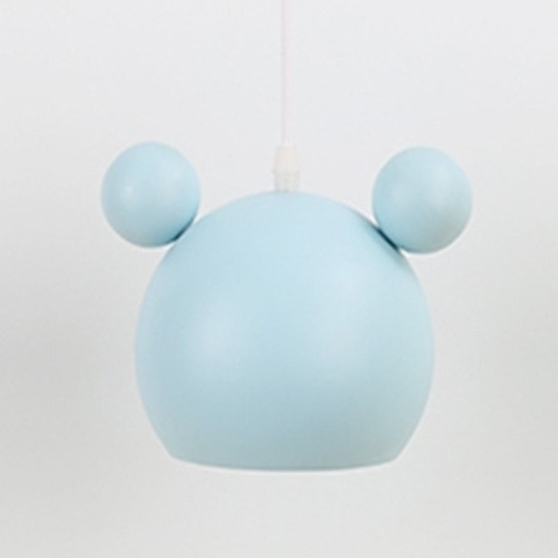 1 Light Bear Pendant Lighting Macaron Iron Pendant Ceiling Lights for Bedroom with Hanging Cord