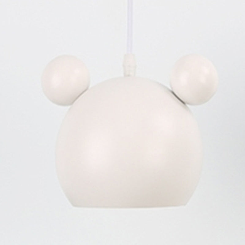 1 Light Bear Pendant Lighting Macaron Iron Pendant Ceiling Lights for Bedroom with Hanging Cord