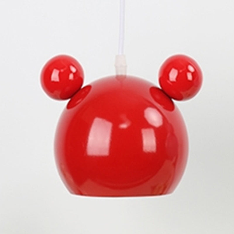 1 Light Bear Pendant Lighting Macaron Iron Pendant Ceiling Lights for Bedroom with Hanging Cord